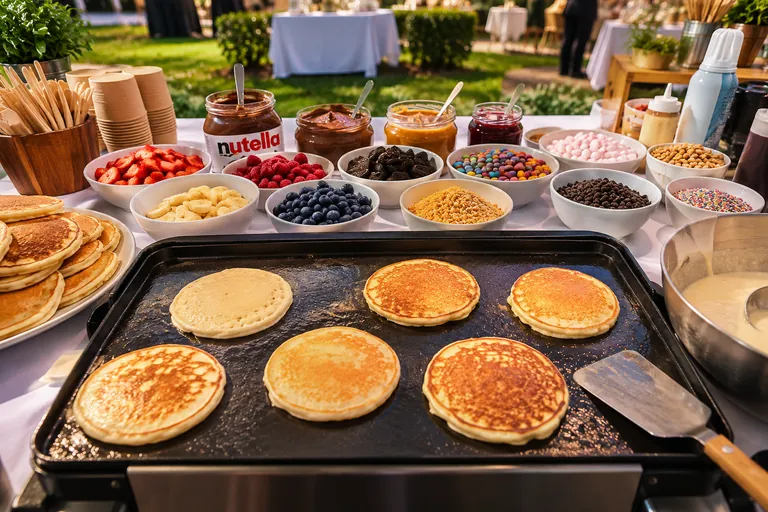 Atelier pancakes préparés minute lors d'un événement