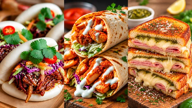Créations gourmet : bao, wrap et croque